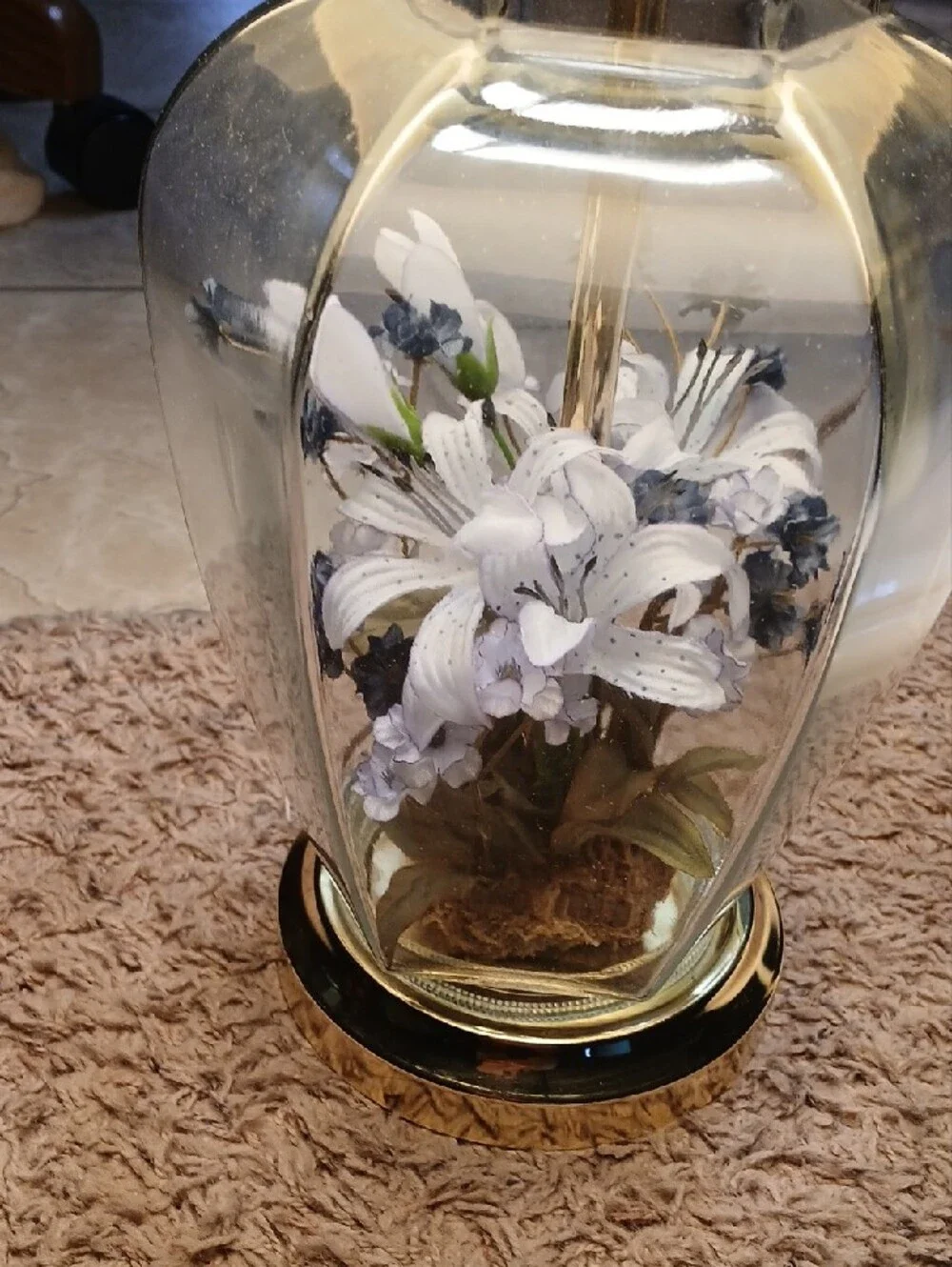 Decorative Glass Table Lamp with Yellow Shade